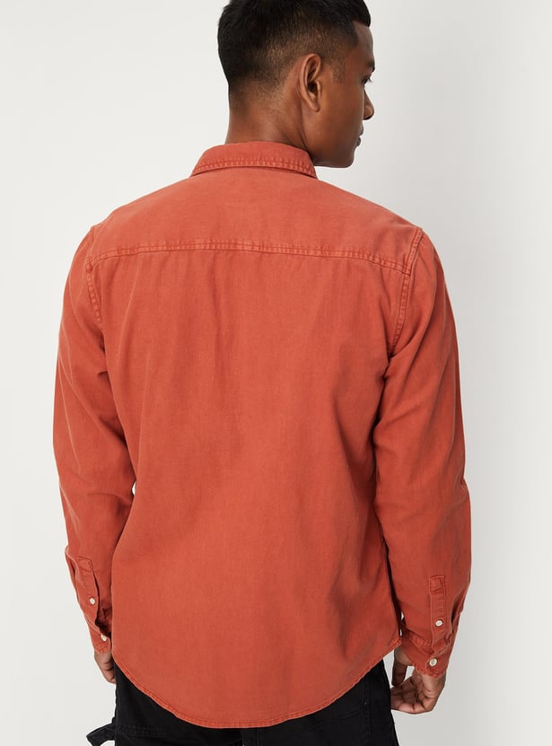 URB_N Men Garment Dyed Double Pocket Shirt