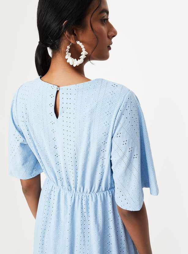 Women Schiffli Embroidered Knit Dress
