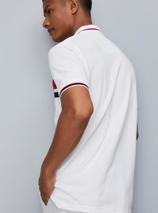 Men Colourblocked Slim Fit Polo T-shirt