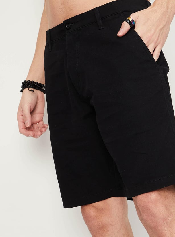 Men Solid Slim Fit Stretch Shorts