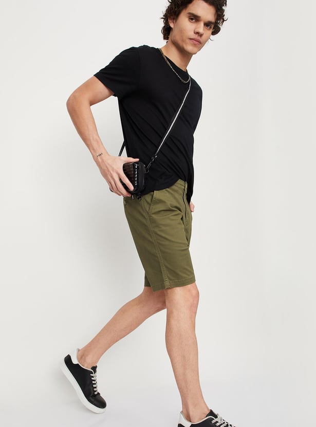 Men Solid Slim Fit Stretch Shorts