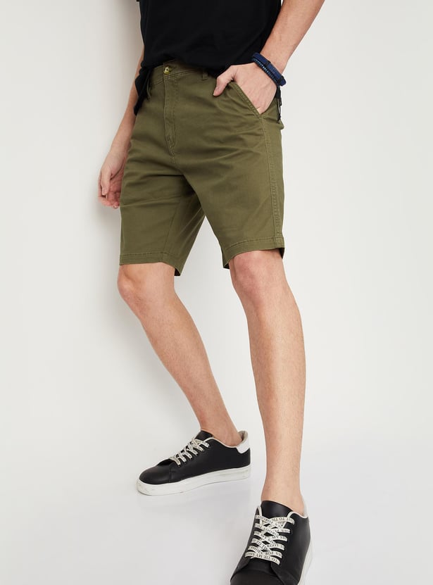 Men Solid Slim Fit Stretch Shorts