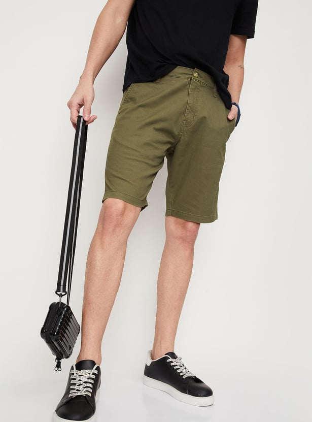 Men Solid Slim Fit Stretch Shorts
