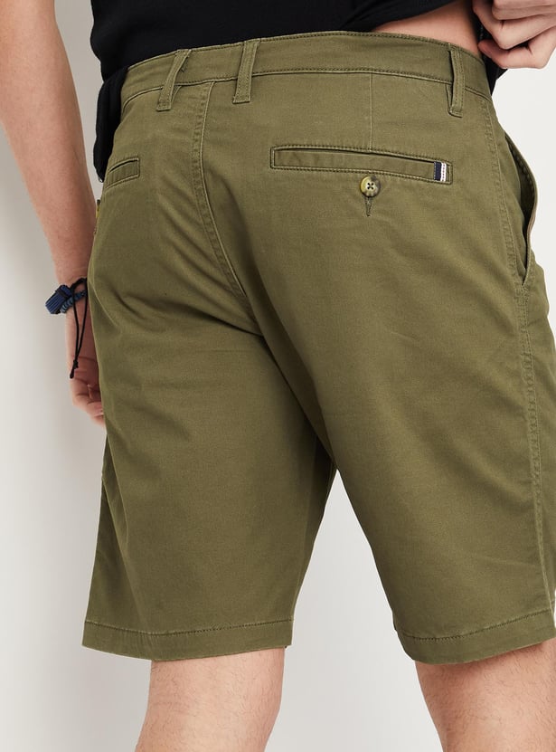 Men Solid Slim Fit Stretch Shorts