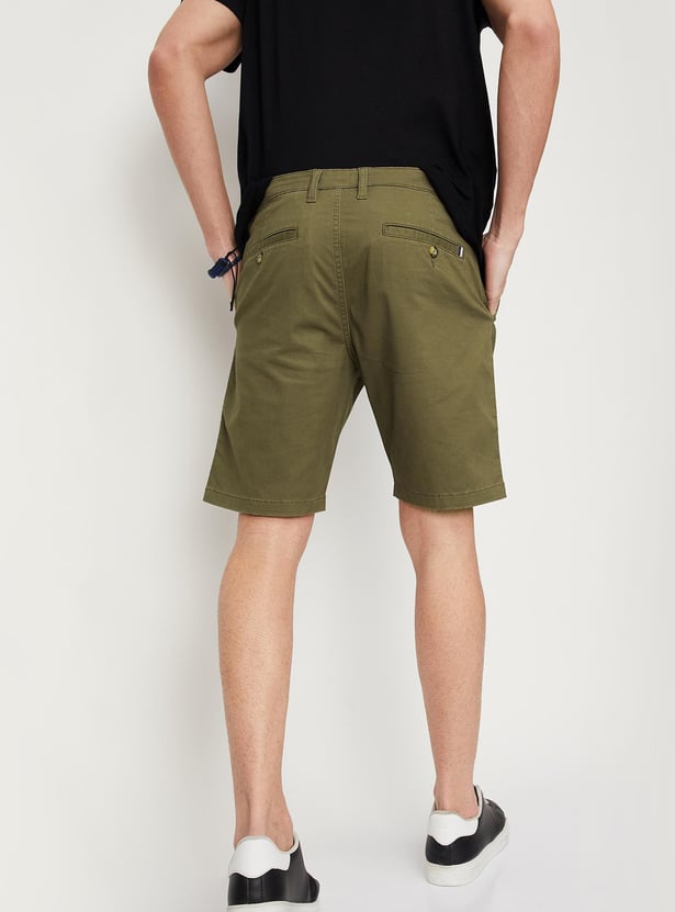Men Solid Slim Fit Stretch Shorts