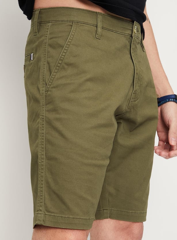Men Solid Slim Fit Stretch Shorts