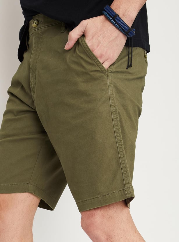 Men Solid Slim Fit Stretch Shorts