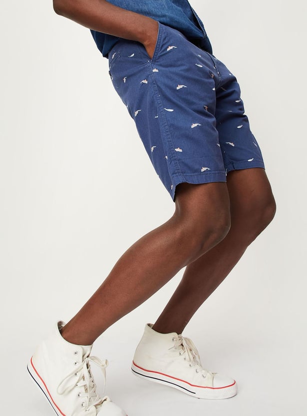 Buy URB_N Men Printed Slim Fit Denim Shorts Online at just Rs