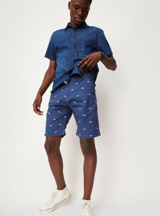 Buy URB_N Men Printed Slim Fit Denim Shorts Online at just Rs