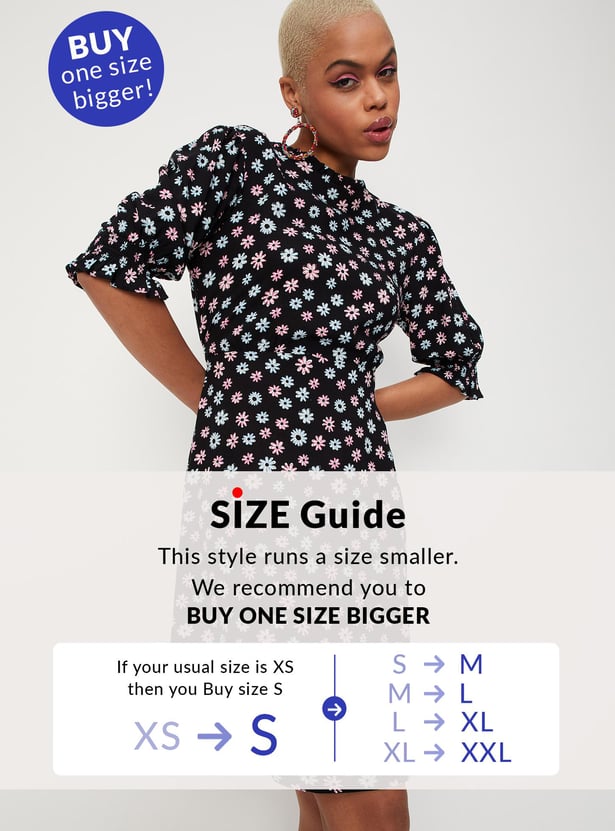 Women Floral Printed Puffed Sleeve Dress