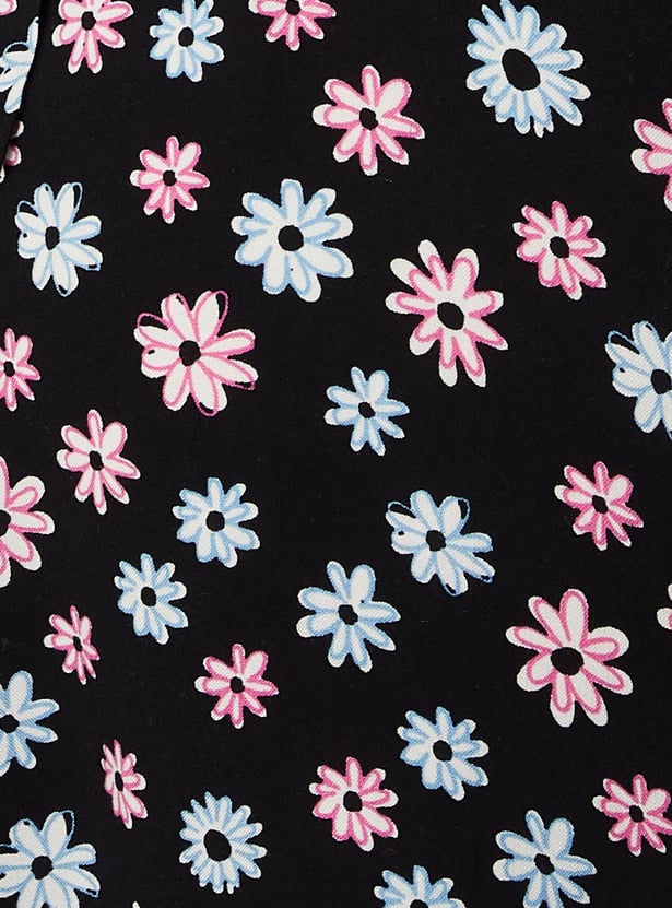 Women Floral Printed Puffed Sleeve Dress