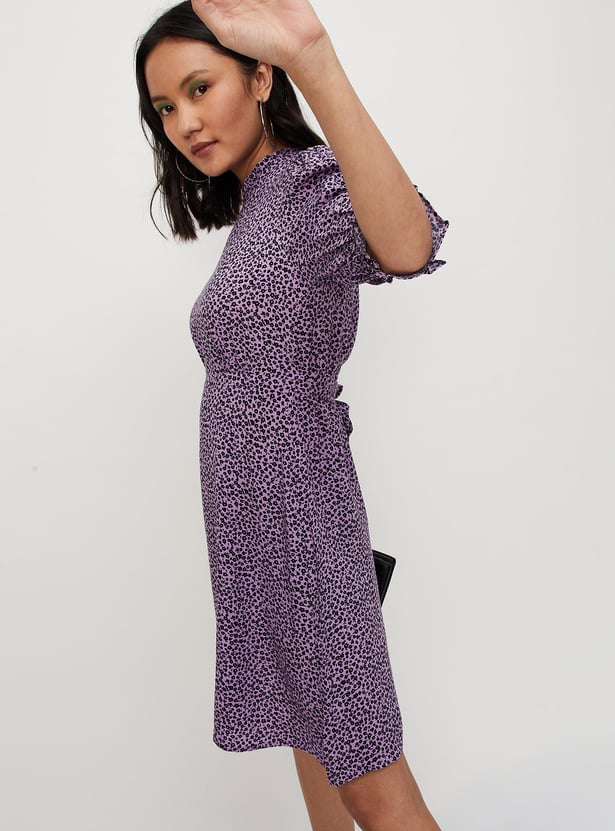 Women Floral Printed Puffed Sleeve Dress