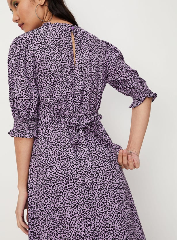 Women Floral Printed Puffed Sleeve Dress