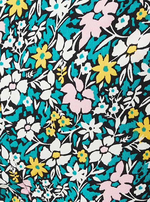 Women Printed Sqaure Neck A-line Dress