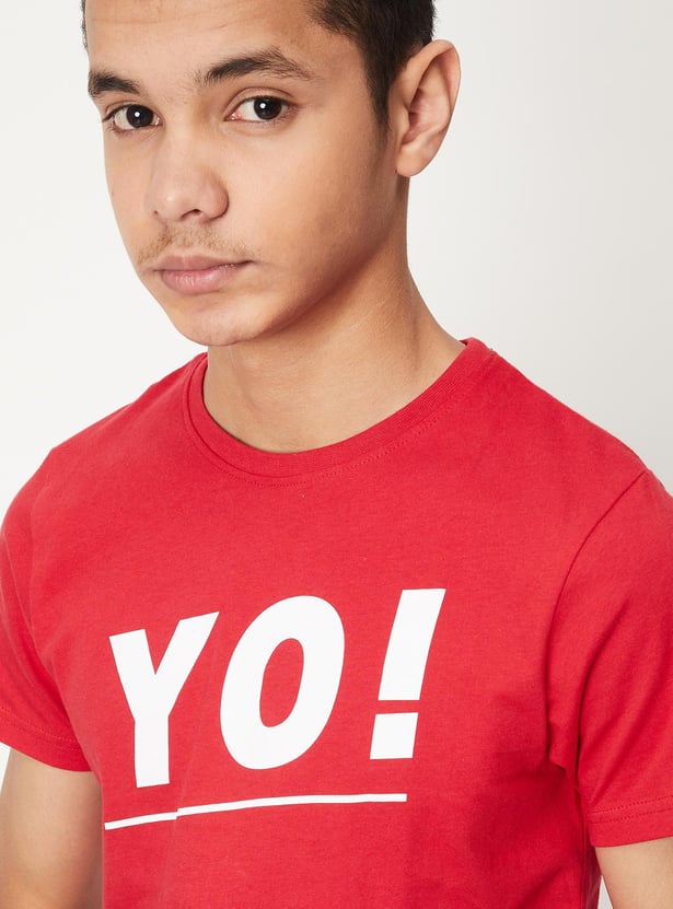 Boys Pure Cotton Graphic Printed T-shirt