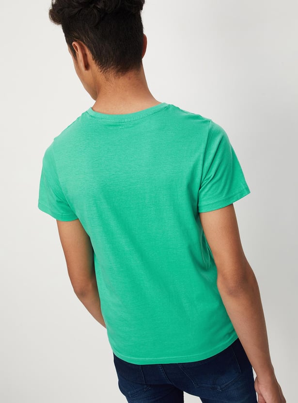 Boys Pure Cotton Typographic Printed Knit T-shirt