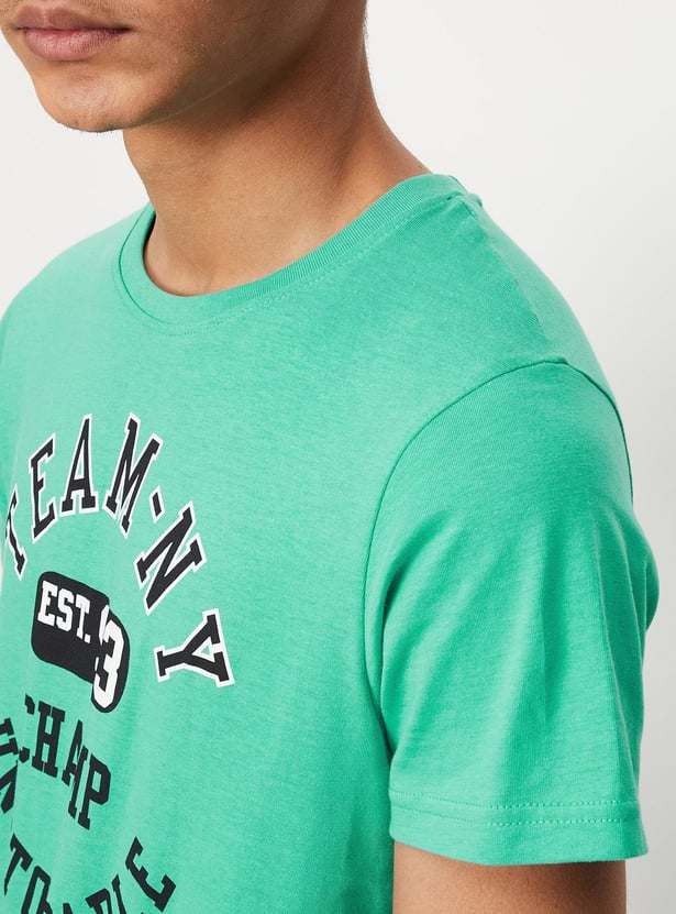 Boys Pure Cotton Typographic Printed Knit T-shirt