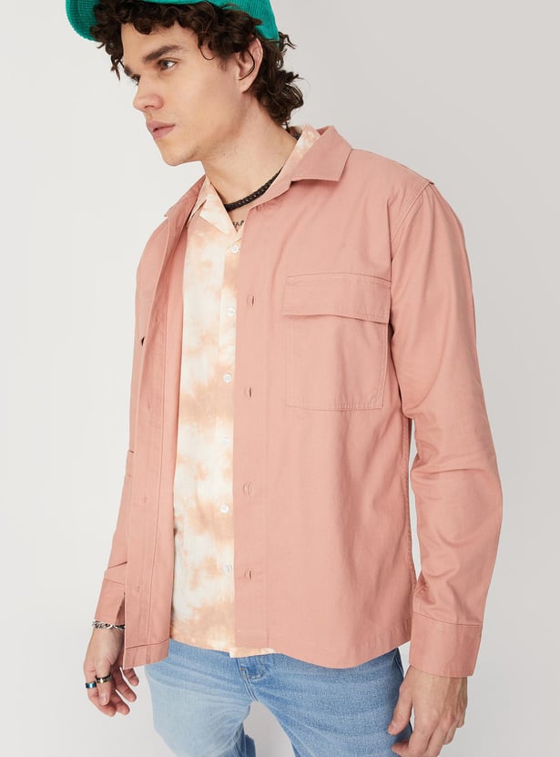 Men Solid Boxy Fit Casual Shirt