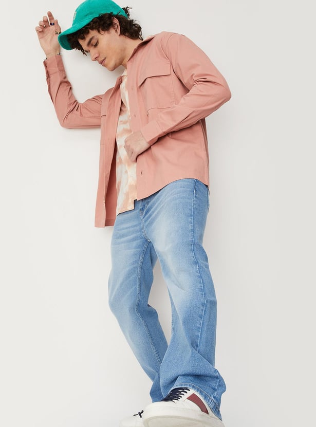 Men Solid Boxy Fit Casual Shirt