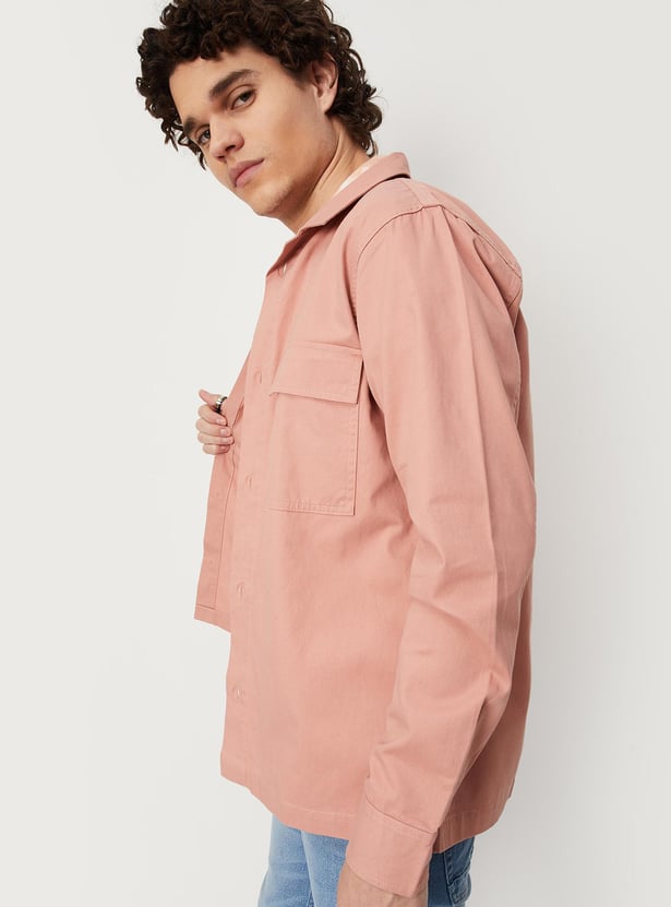 Men Solid Boxy Fit Casual Shirt