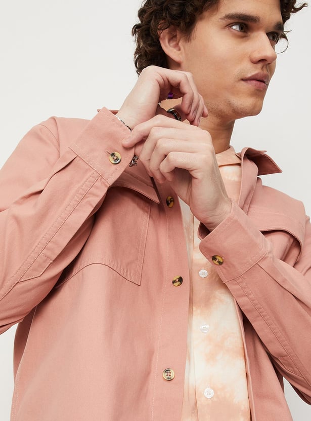 Men Solid Boxy Fit Casual Shirt