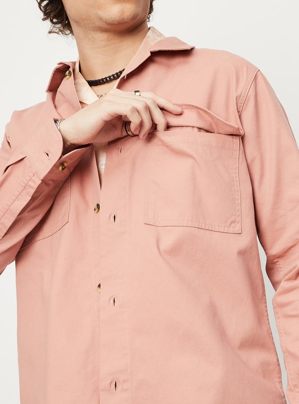 Men Solid Boxy Fit Casual Shirt