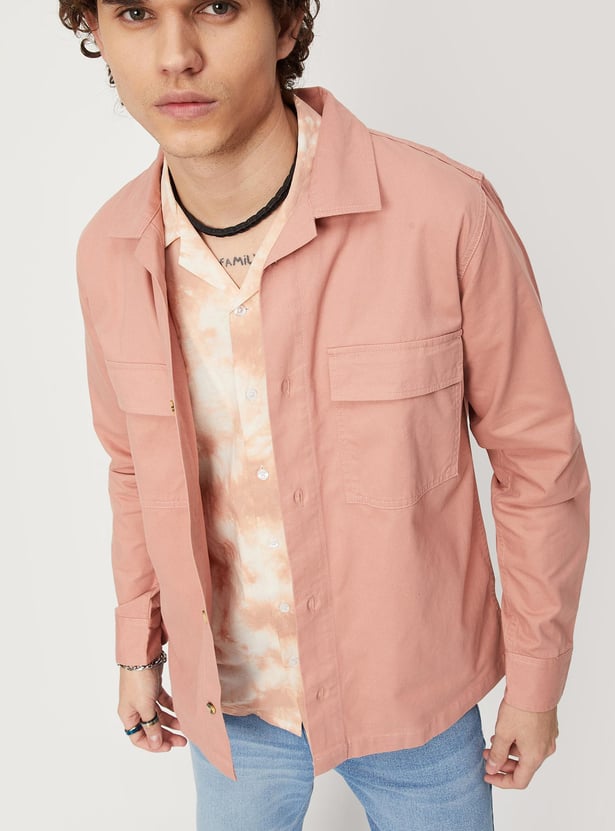 Men Solid Boxy Fit Casual Shirt