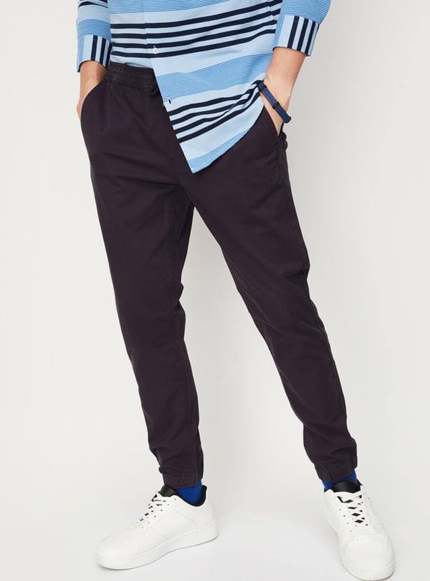 Men Solid Casual Jogger Trousers