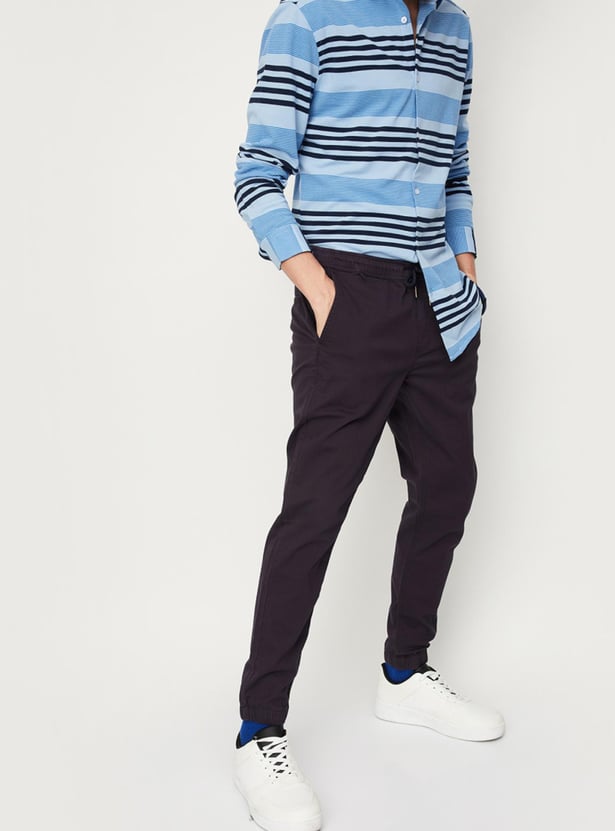 Men Solid Casual Jogger Trousers