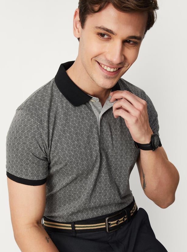 Men Printed Slim Fit Polo