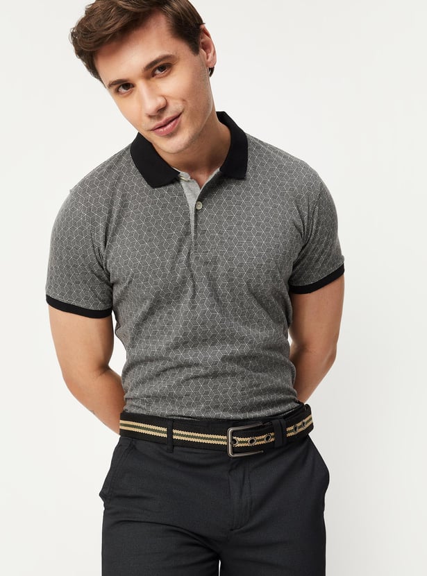 Men Printed Slim Fit Polo