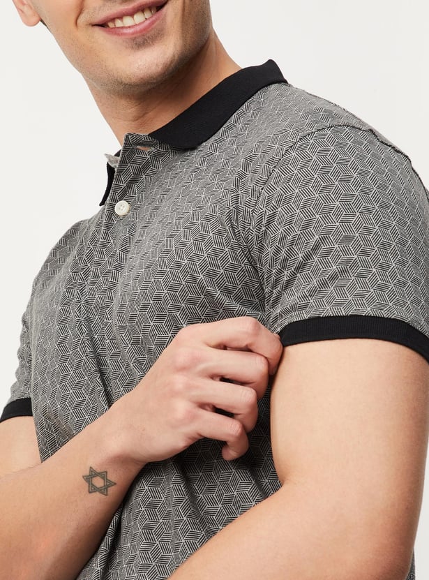 Men Printed Slim Fit Polo