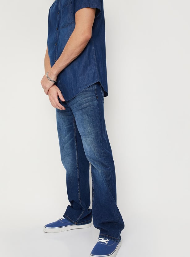 Men Washed Bootcut Jeans