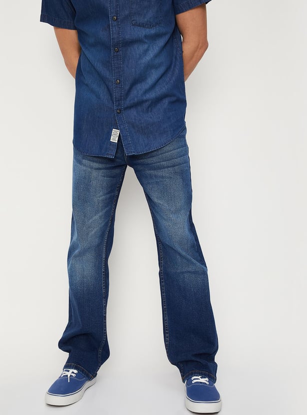 Men Washed Bootcut Jeans