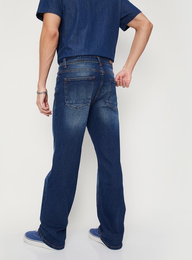 Men Washed Bootcut Jeans