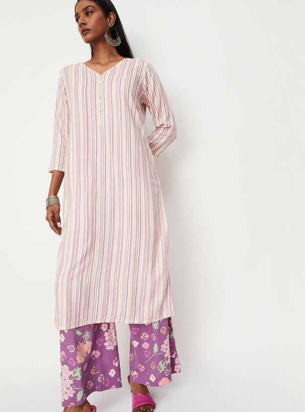 Women Striped Kurta with Palazzos