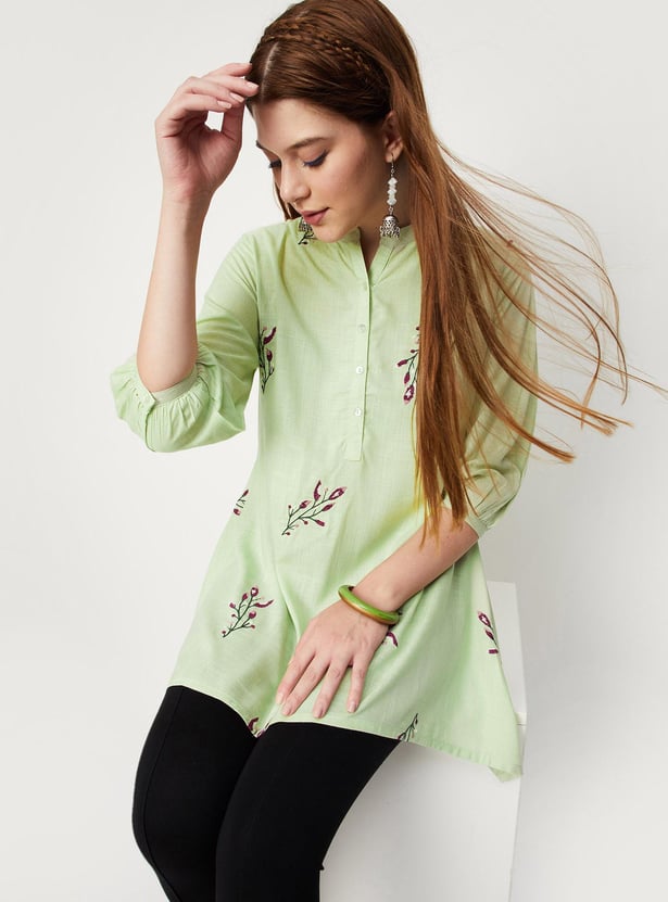 Women Embroidered Asymmetric Tunic