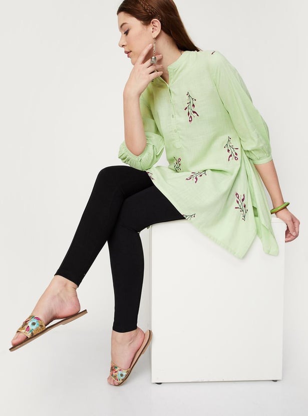 Women Embroidered Asymmetric Tunic