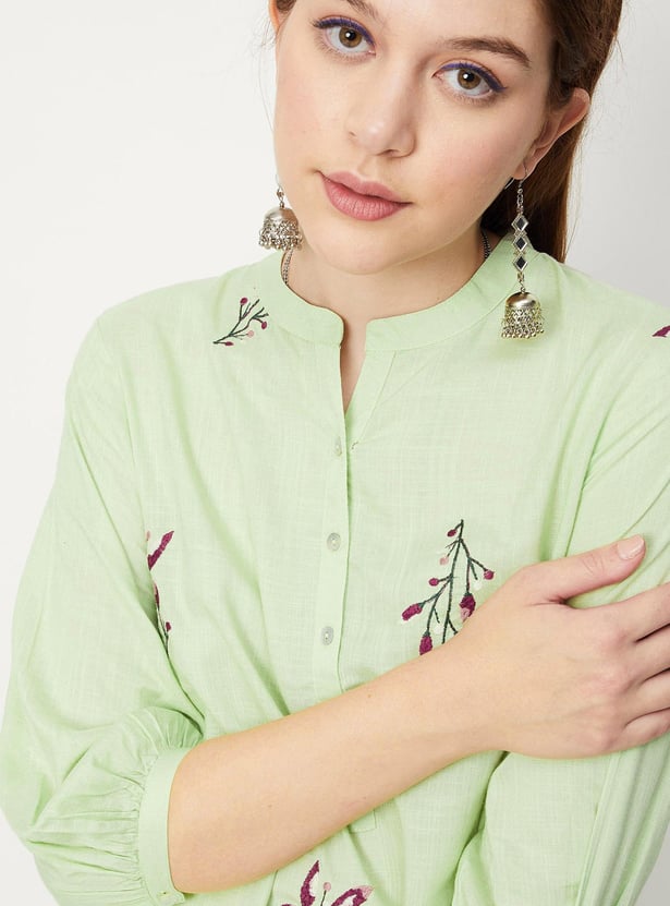 Women Embroidered Asymmetric Tunic