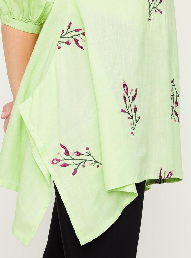 Women Embroidered Asymmetric Tunic