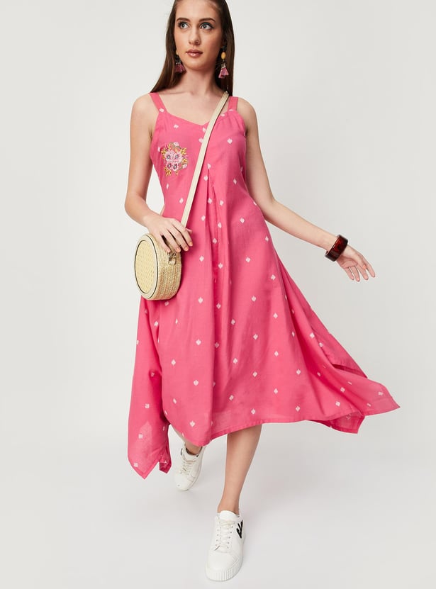 Women Embroidered Asymmetric Dress