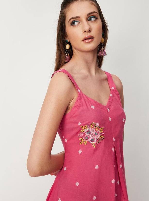 Women Embroidered Asymmetric Dress