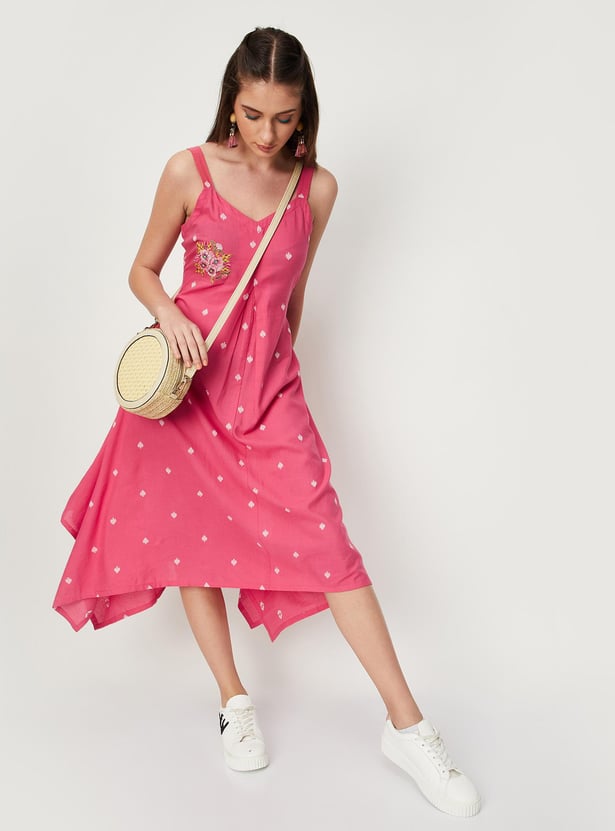 Women Embroidered Asymmetric Dress