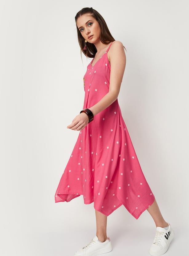 Women Embroidered Asymmetric Dress