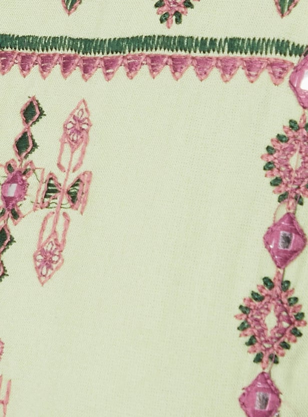 Women Embroidered Blouson Sleeve Tunic
