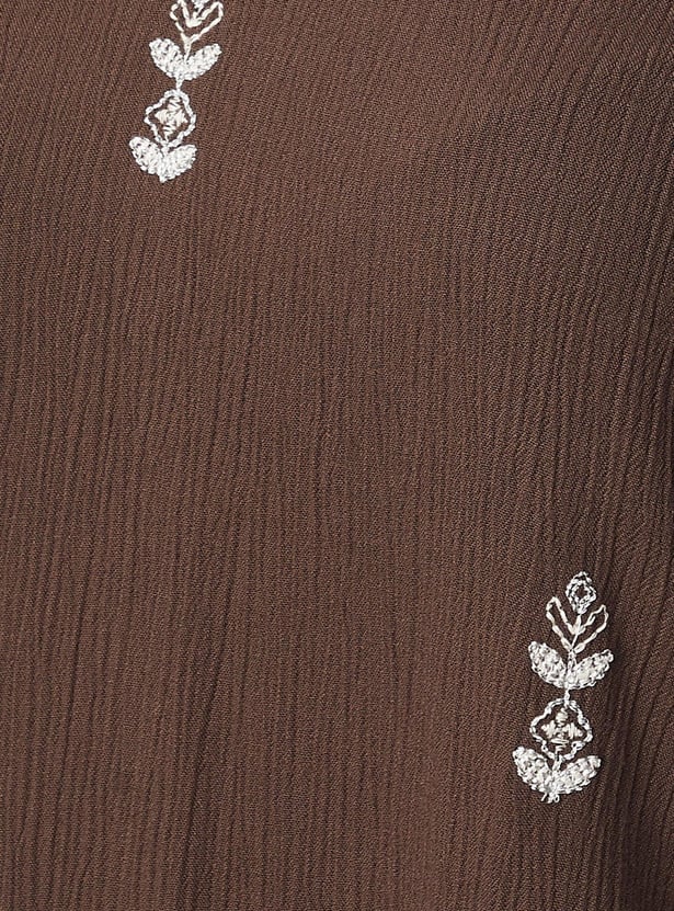 Women Embroidered Raglan Sleeves Tunic