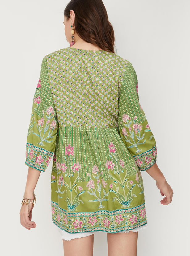 Women Printed V-neck Tunic