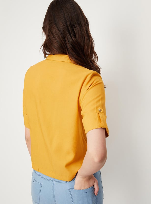 Women Embroidered Button-Down Top
