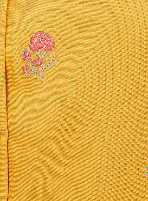 Women Embroidered Button-Down Top