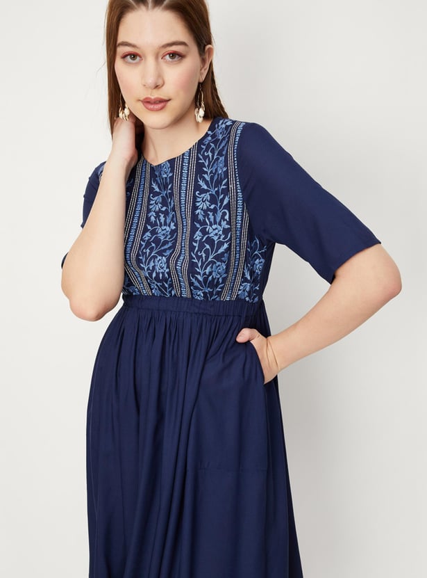Women Embroidered Midi Dress